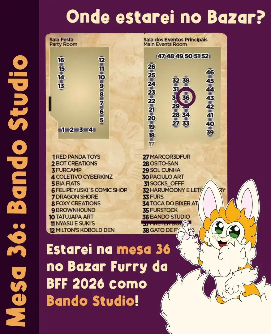A Localização de onde estarei no Bazar Furry da Brasil FurFest 2026