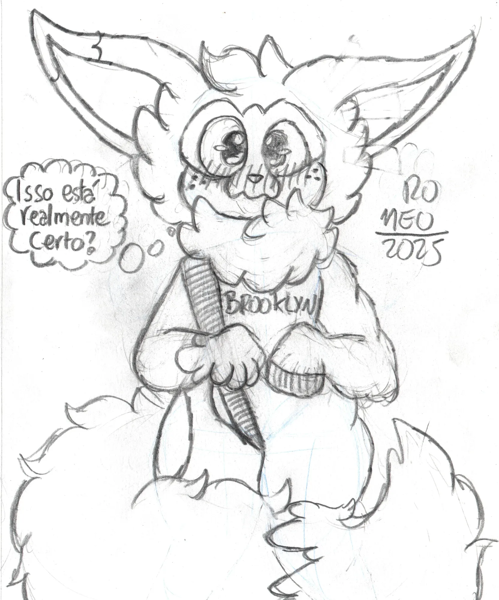 O Cannella está vestindo um suéter um pouco estranho escrito 'Brooklyn', mas esse suéter não parece estar muito certo não.