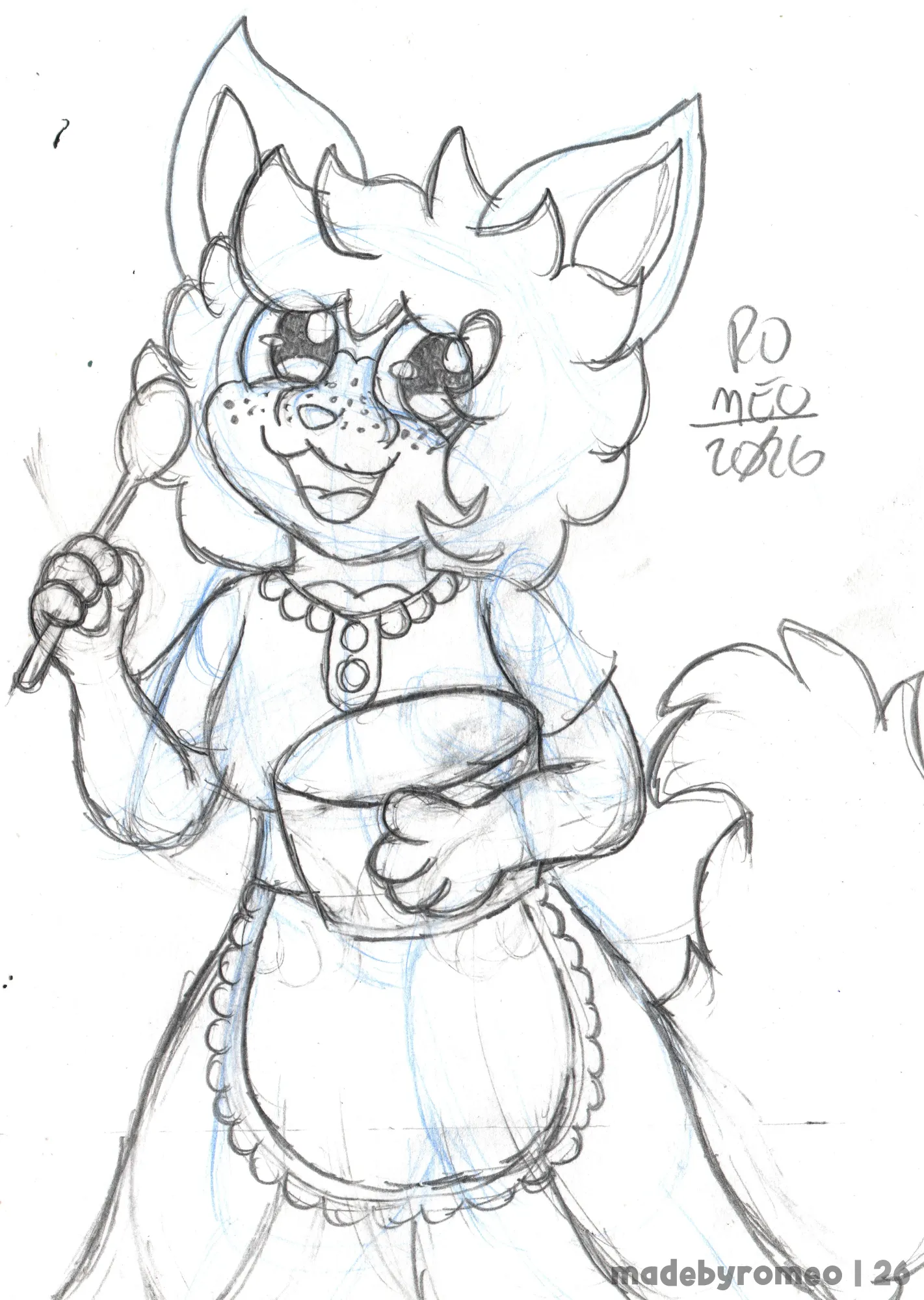 A Ruby está com uma bacia e uma colher. Talvez, ela vá fazer algum doce, seja um Bolo, Torta, Panquecas, Cookies ou Cupcakes